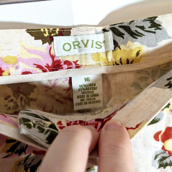 Women's Size 16 ORVIS Linen Blend Floral Jacquard Sheath Skirt Zip Up Pockets - Picture 6 of 6